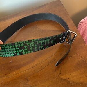 Stylish Black and Green Houndstooth Belt
